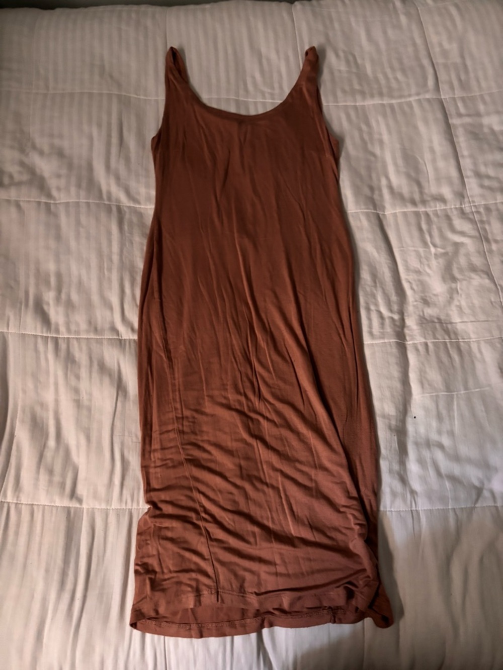 Popular Basics Women's Midi Dress in Brown with Black Zip